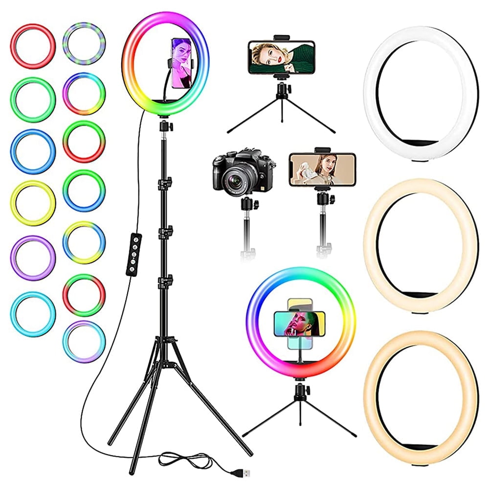 RGB selfie ring light with tripod stand