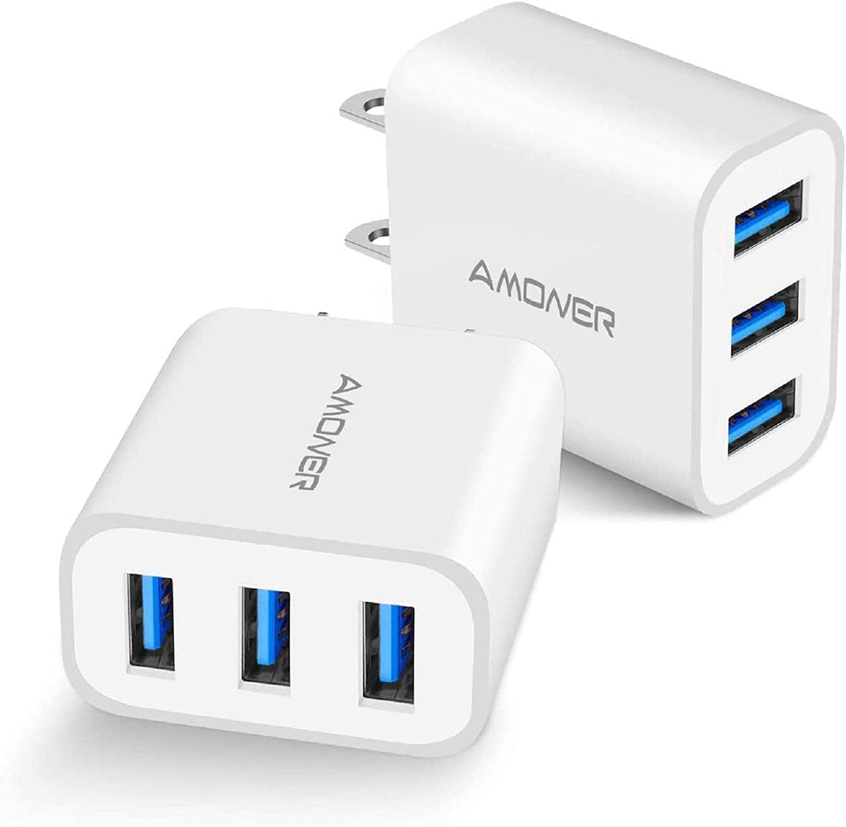3-Port USB Wall Charger 2-Pack