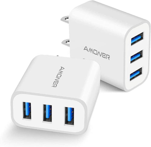 3-Port USB Wall Charger 2-Pack
