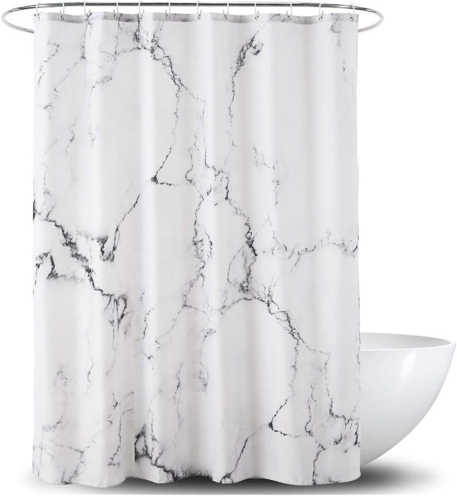 Marble Print Fabric Shower Curtain