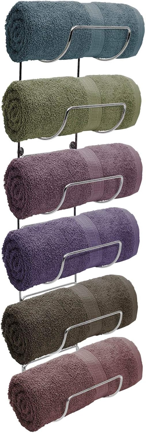 Wall mount towel rack with compartments