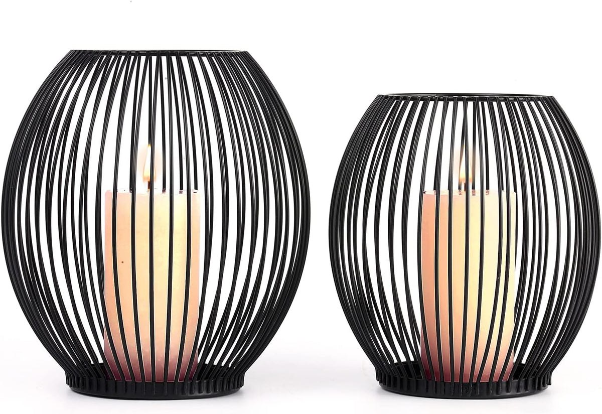Black Wire Outdoor Candle Holder Decor Set