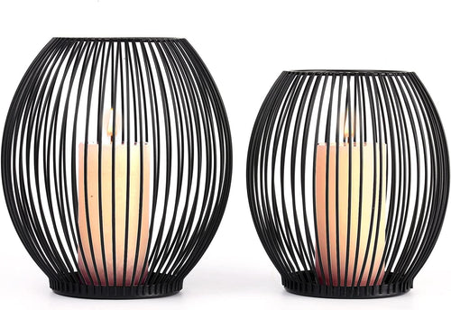 Black Wire Outdoor Candle Holder Decor Set