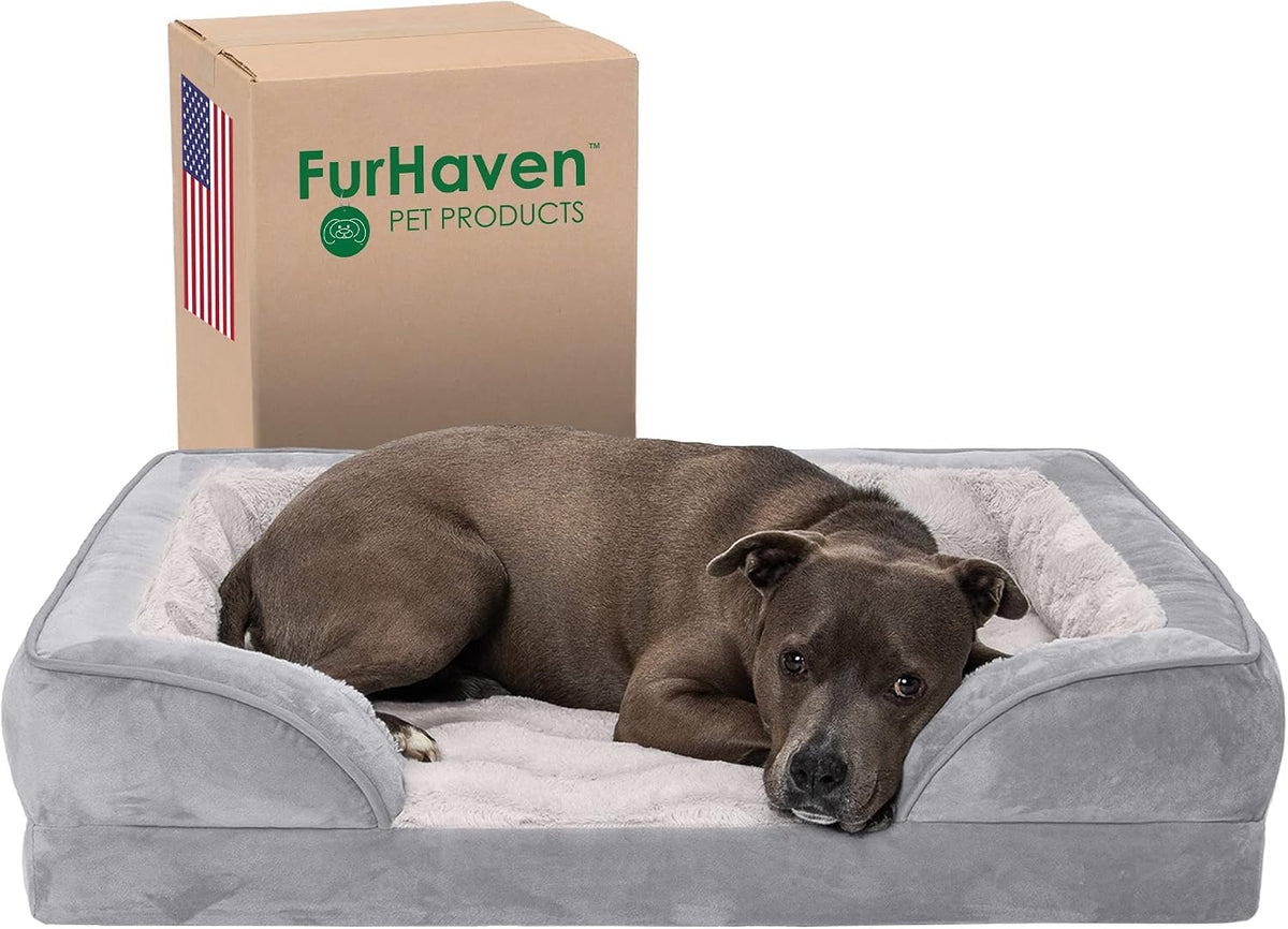 Orthopedic foam dog bed with bolsters
