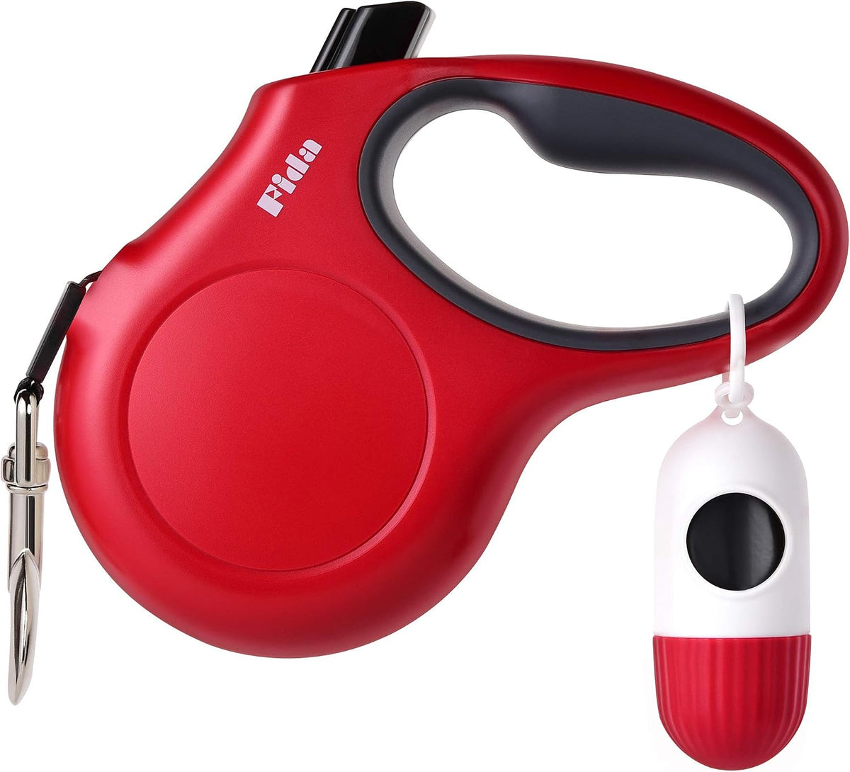 Retractable dog leash with bag dispenser