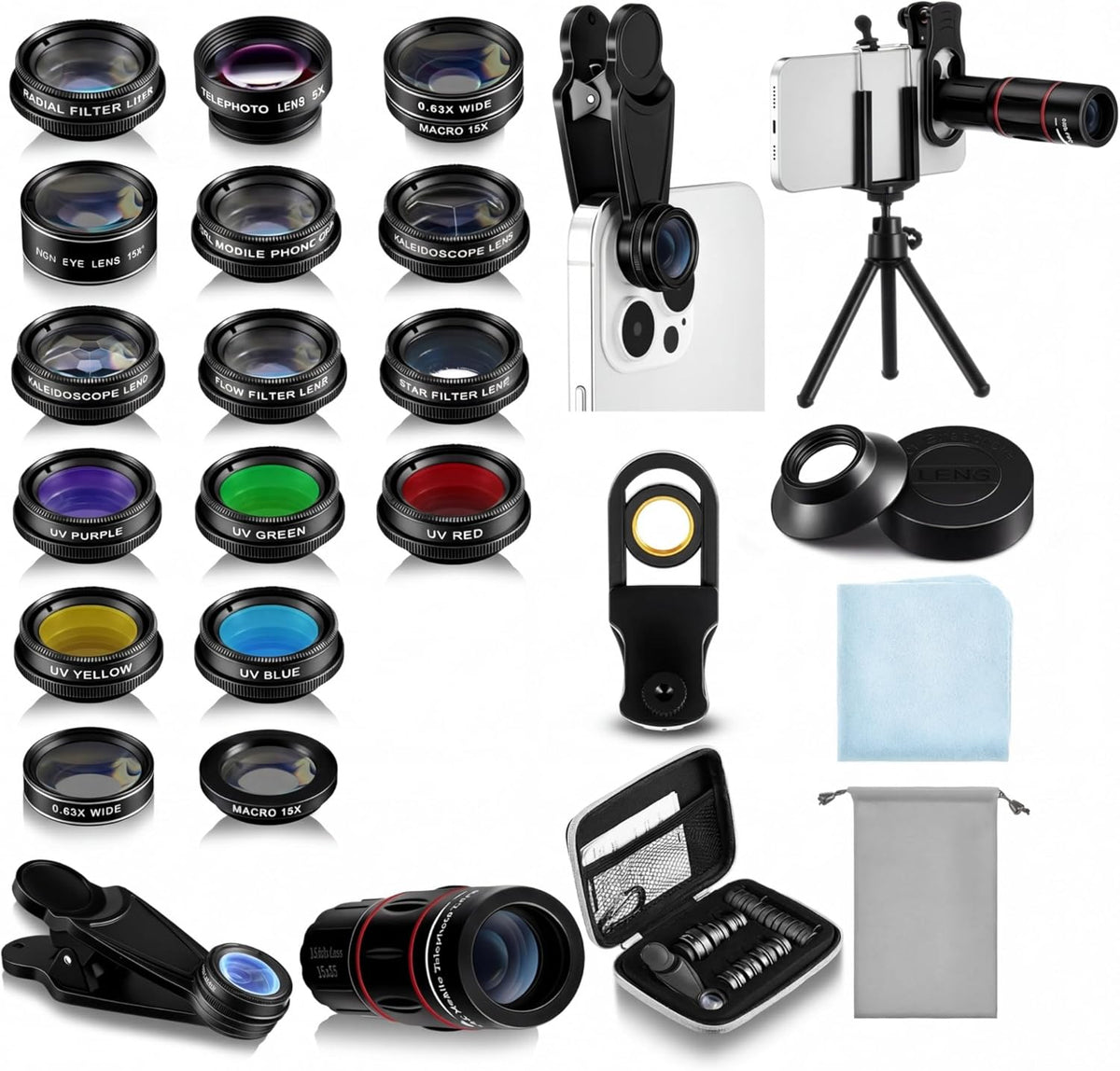 21-in-1 Phone Camera Lens Kit with Tripod