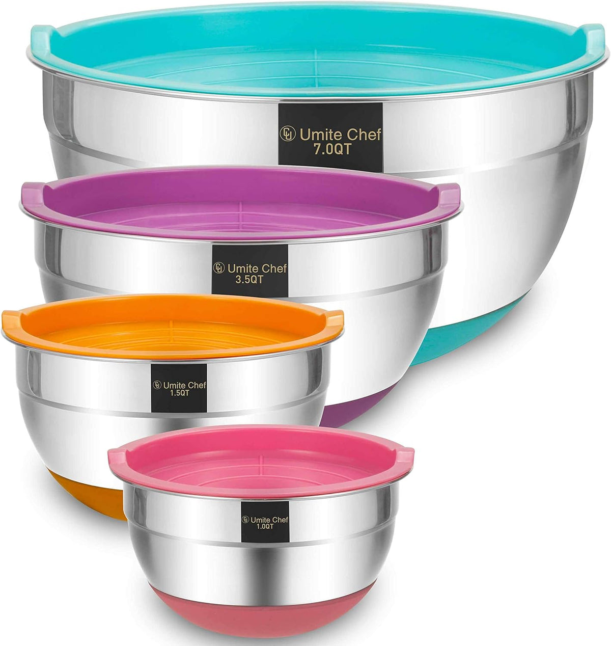 Stainless steel mixing bowls with airtight lids