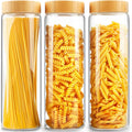 Glass Canisters with Airtight Bamboo Lids (Set of 3)