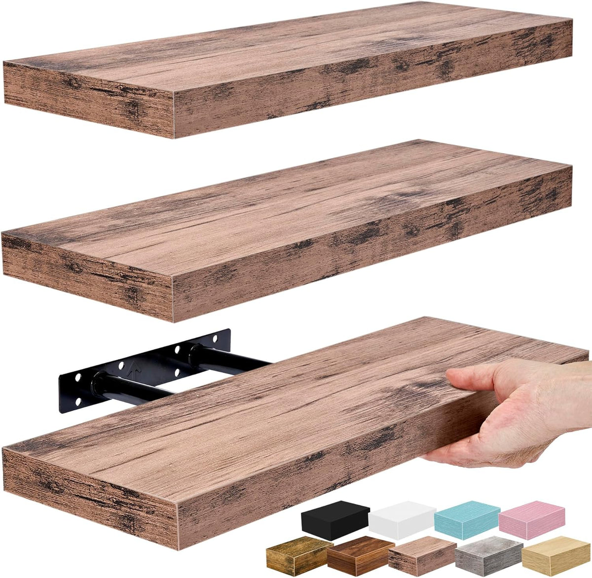 Floating wall shelves set