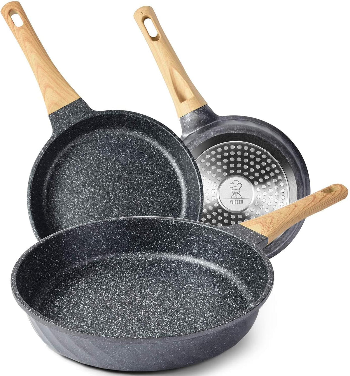 Nonstick granite frying pan set