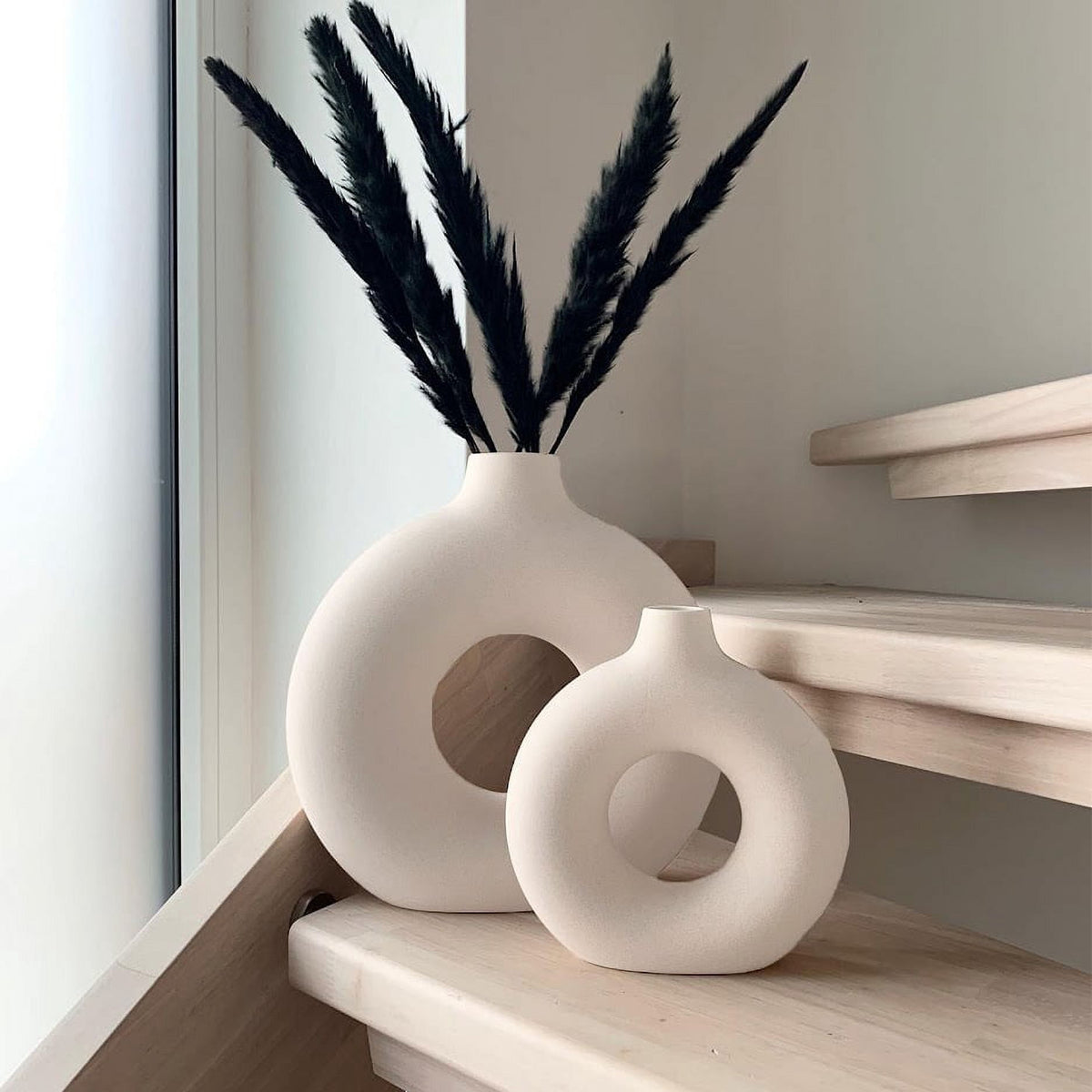 Ceramic Donut Vases, Set of 2