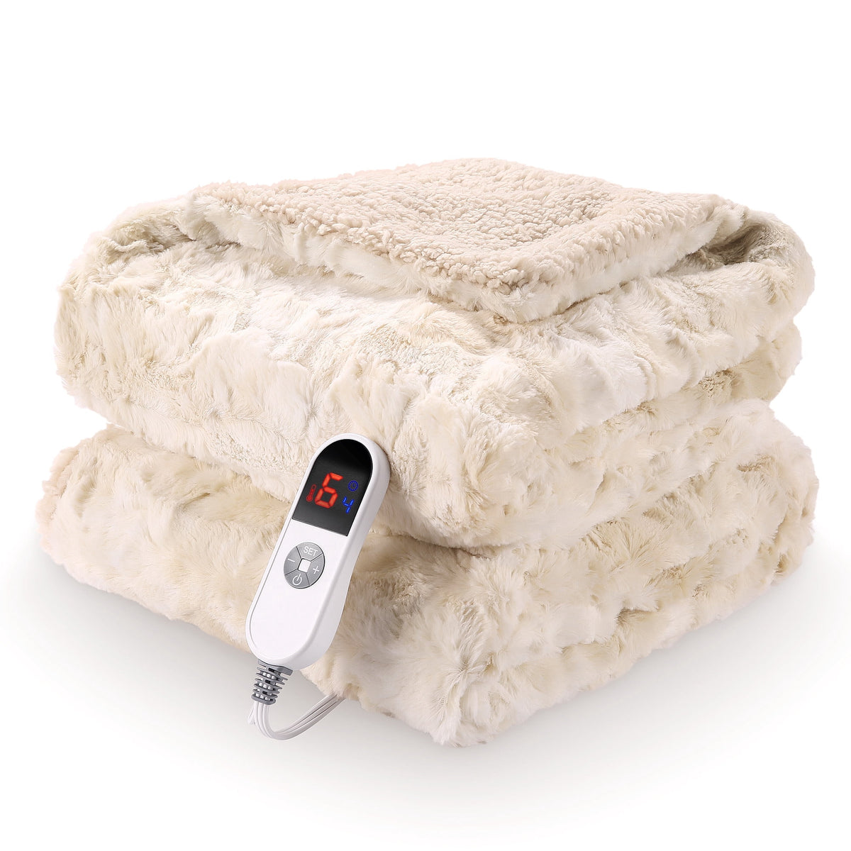 Electric heated throw blanket with LED display
