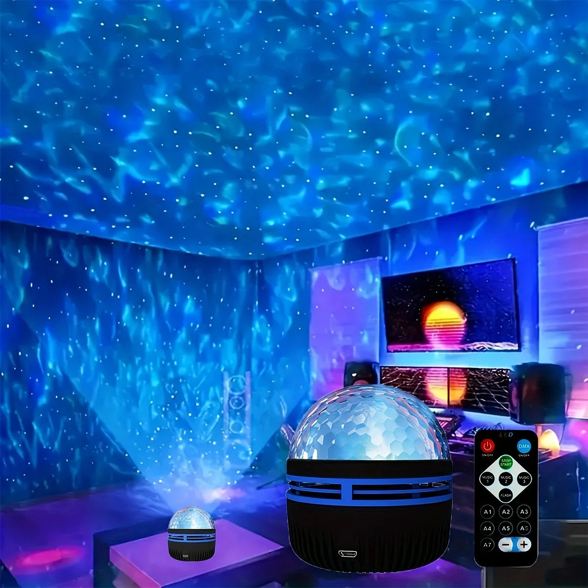 LED starry galaxy ocean wave projector