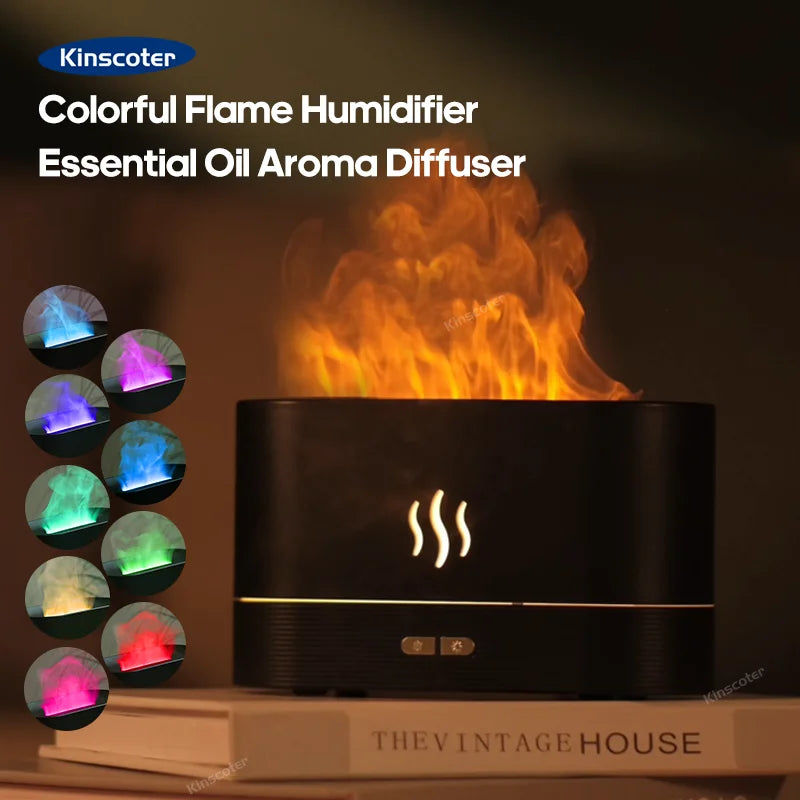 Aroma diffuser with LED flame light