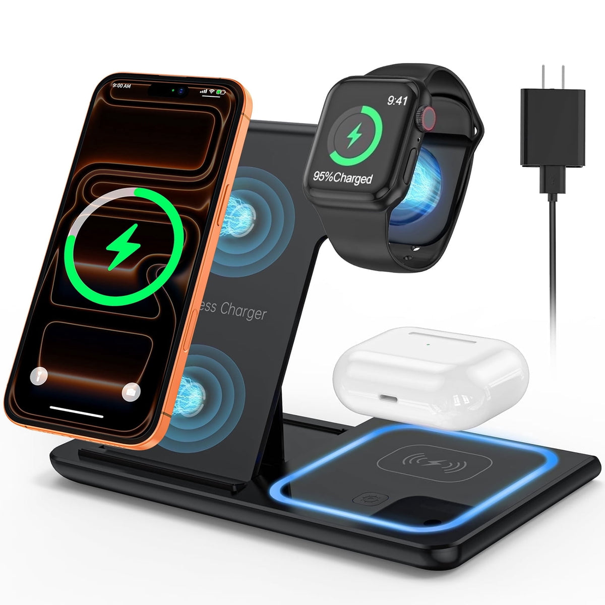 3-in-1 fast wireless charging station